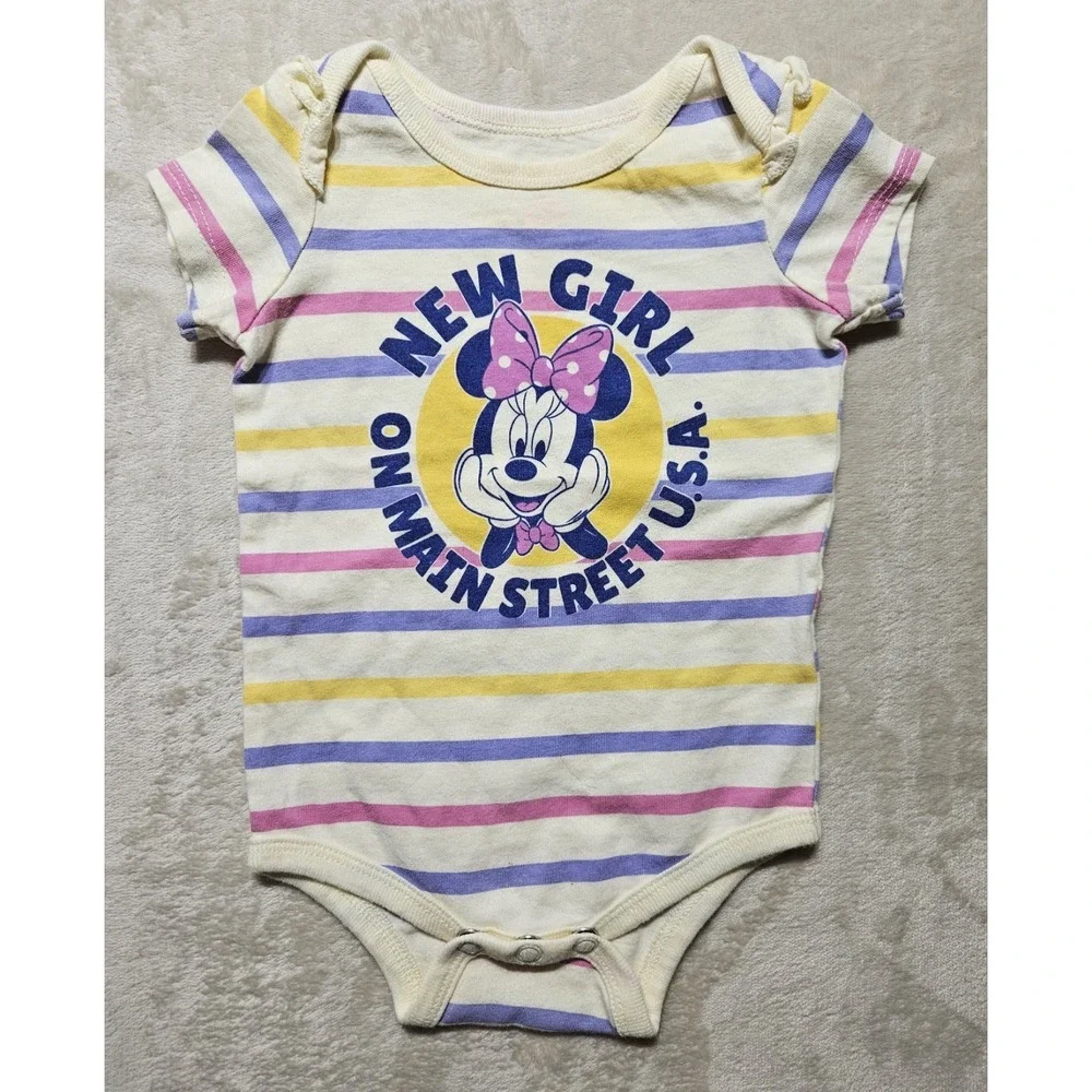Disney World Minnie Mouse‎ New girl On Main Street U.S.A Bodysuit Size 3-6 mos